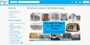 Screenshot of the Archives Catalog home page