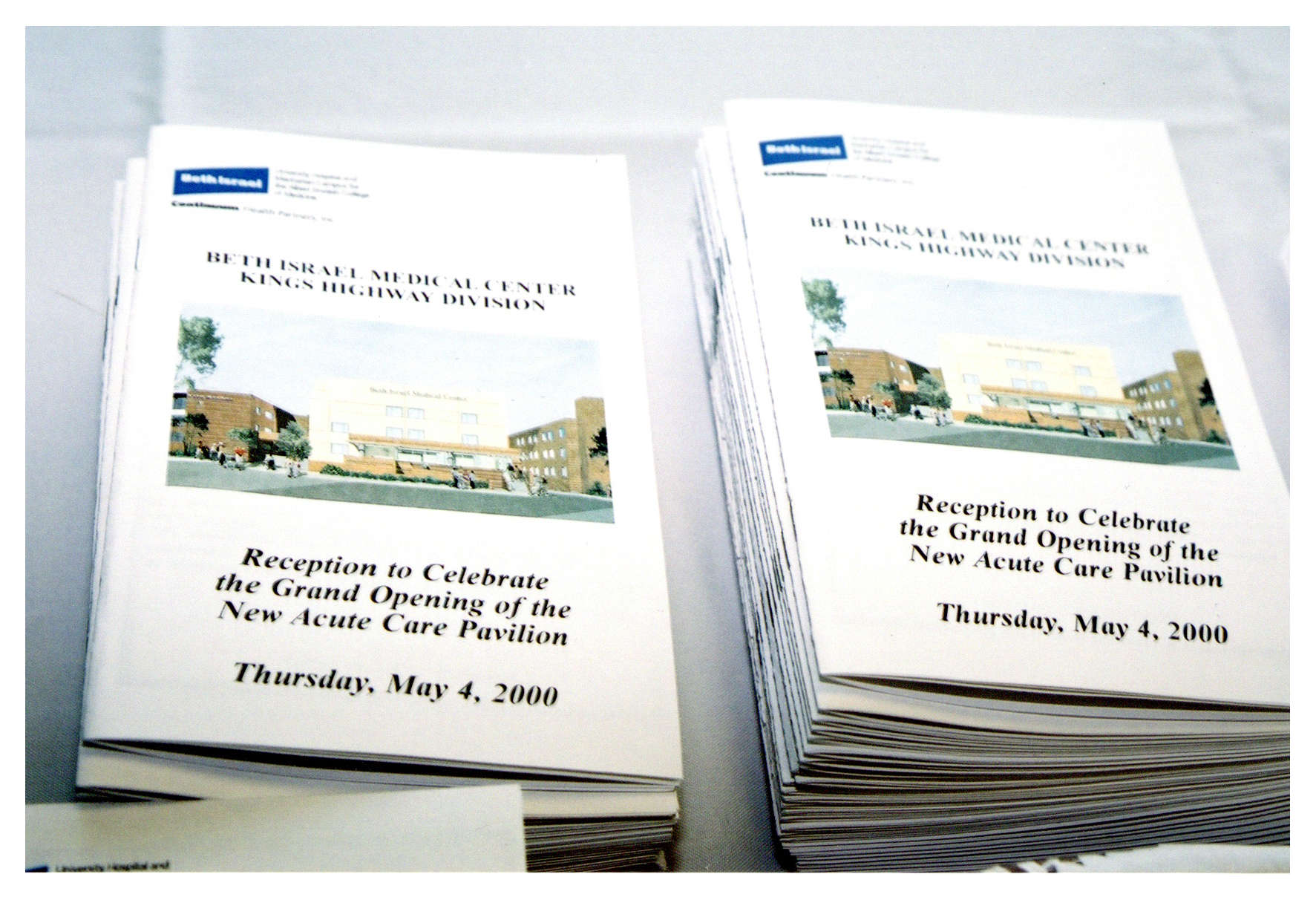 Image of programs for Acute Care Pavilion opening reception